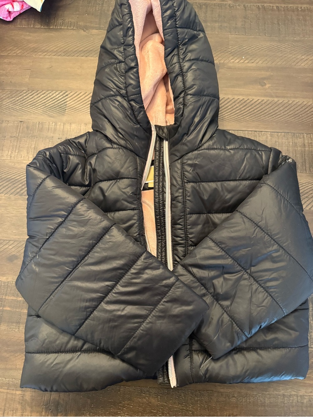 MICHAEL Michael Kors Black Puffer Jacket with Pink Lining